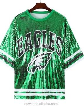New Women’s One Size EAGLES Sequin Dress/Long Shirt Oversized